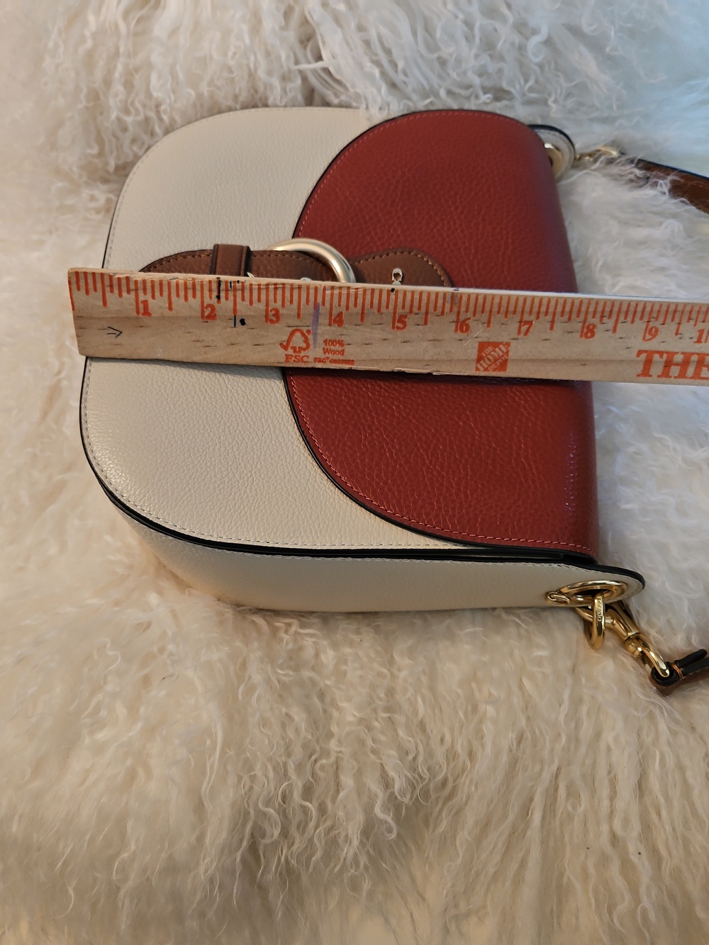 Coach Colorblock Leather Saddle Bag in Burgundy & Cream - Picture 10 of 11